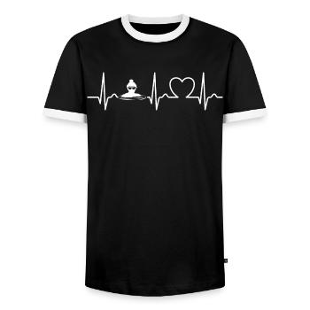 Herzkurve, Puls, Eisbaden, Eisbad, Herz - Männer Kontrast-T-Shirt - Schwarz/Weiß - Vorne - AI Model Female 172 light (172cm) & AI Model Male 178 light (178cm)