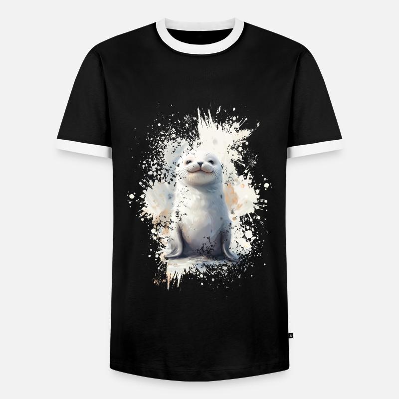 Robbe - Männer Kontrast-T-Shirt - Schwarz/Weiß