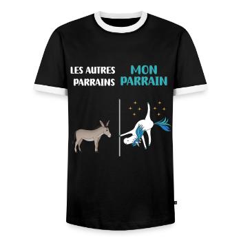 Pate Einhorn lustiger Humor Pate Geschenk - Männer Kontrast-T-Shirt - Schwarz/Weiß - Vorne - AI Model Female 172 light (172cm) & AI Model Male 178 light (178cm)