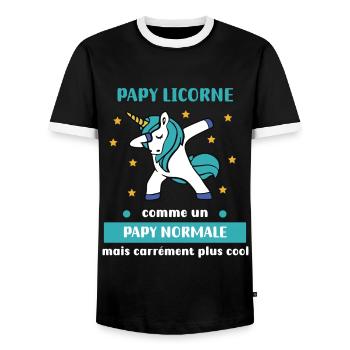 Opa Einhorn Dab Opa Normaler Opa Humor Opa - Männer Kontrast-T-Shirt - Schwarz/Weiß - Vorne - AI Model Female 172 light (172cm) & AI Model Male 178 light (178cm)