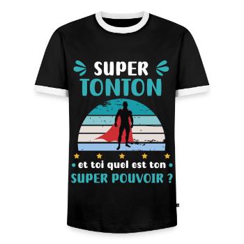 Uncle Super Power Super Uncle Uncle Gift Uncle - Men's Ringer Shirt - black/white - Front - AI Model Female 172 light (172cm) & AI Model Male 178 light (178cm)
