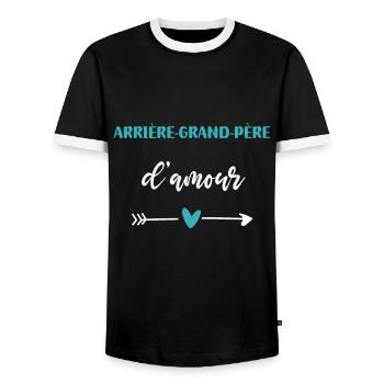 Great-grandfather of Love Heart - Men's Ringer Shirt - black/white - Front - AI Model Female 172 light (172cm) & AI Model Male 178 light (178cm)