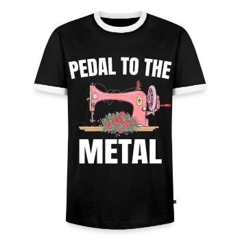 Pedal To The Metal - Men's Ringer Shirt - black/white - Front - AI Model Female 172 light (172cm) & AI Model Male 178 light (178cm)