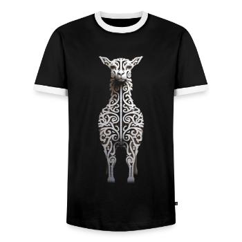 Alpaka Mandala Tier Kunst Grafik Llama - Männer Kontrast-T-Shirt - Schwarz/Weiß - Vorne - AI Model Female 172 light (172cm) & AI Model Male 178 light (178cm)