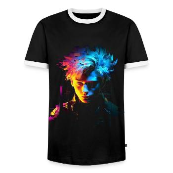 Anime Fantasy Kunst Männer Buntes Motiv Anime - Männer Kontrast-T-Shirt - Schwarz/Weiß - Vorne - AI Model Female 172 light (172cm) & AI Model Male 178 light (178cm)