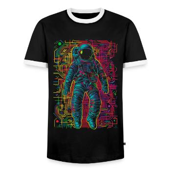 Astronaut Mandala Kunst Buntes Grafikmotiv Astrona - Männer Kontrast-T-Shirt - Schwarz/Weiß - Vorne - AI Model Female 172 light (172cm) & AI Model Male 178 light (178cm)