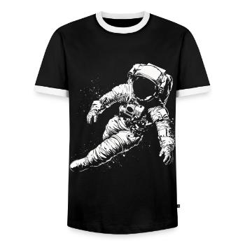 Astronaut Illustration Artwork Graphic Motif Astr - Men's Ringer Shirt - black/white - Front - AI Model Female 172 light (172cm) & AI Model Male 178 light (178cm)