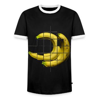 Banana Illustration Art Graphic Motif Banana - Men's Ringer Shirt - black/white - Front - AI Model Female 172 light (172cm) & AI Model Male 178 light (178cm)