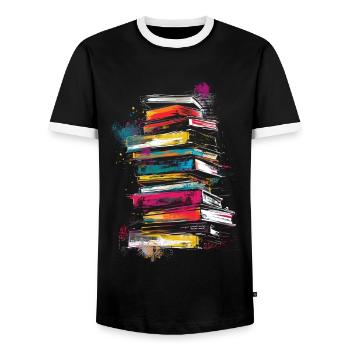 Buch Malerei Kunst Illustration Grafik Kunstwerk B - Männer Kontrast-T-Shirt - Schwarz/Weiß - Vorne - AI Model Female 172 light (172cm) & AI Model Male 178 light (178cm)