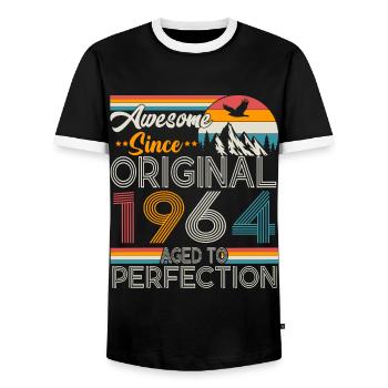Original 1964 Jahrgang Vintage Retro Geburtstag - Männer Kontrast-T-Shirt - Schwarz/Weiß - Vorne - AI Model Female 172 light (172cm) & AI Model Male 178 light (178cm)