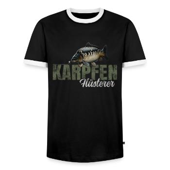 Karpfen Flüsterer - Männer Kontrast-T-Shirt - Schwarz/Weiß - Vorne - AI Model Female 172 light (172cm) & AI Model Male 178 light (178cm)