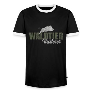 Waldtier Flüsterer - Männer Kontrast-T-Shirt - Schwarz/Weiß - Vorne - AI Model Female 172 light (172cm) & AI Model Male 178 light (178cm)