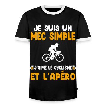 Einfacher Kerl Radfahren Aperitif Radfahrer Humor - Männer Kontrast-T-Shirt - Schwarz/Weiß - Vorne - AI Model Female 172 light (172cm) & AI Model Male 178 light (178cm)