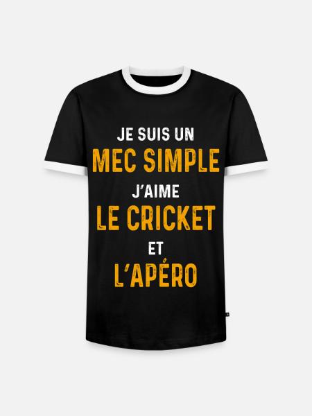 Cricket-Aperitif Guy, einfacher Schlagmann - Männer Kontrast-T-Shirt - Schwarz/Weiß