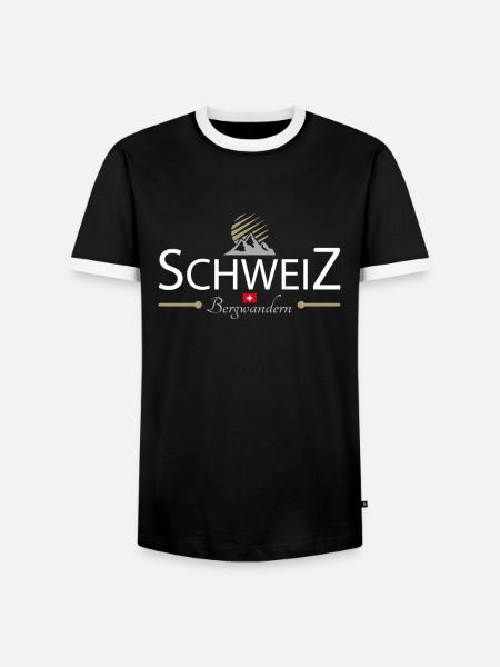 Schweiz Bergwandern - Männer Kontrast-T-Shirt - Schwarz/Weiß
