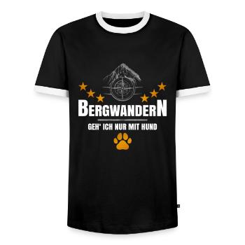 Bergwandern mit Hund - Männer Kontrast-T-Shirt - Schwarz/Weiß - Vorne - AI Model Female 172 light (172cm) & AI Model Male 178 light (178cm)