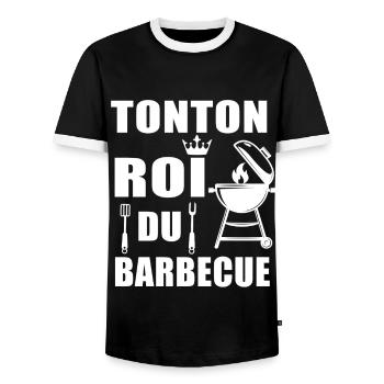 bbq roi barbecue tonton gril - T-shirt contrasté Homme - noir/blanc - Devant - AI Model Female 172 light (172cm) & AI Model Male 178 light (178cm)