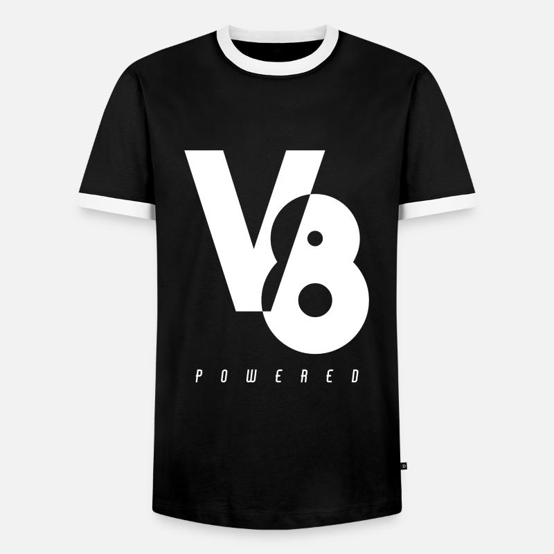 V8 Motor Engine Powered - Männer Kontrast-T-Shirt - Schwarz/Weiß