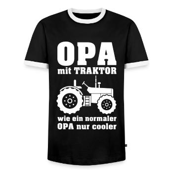 Opa mit Traktor ein Traum für die Enkel - Männer Kontrast-T-Shirt - Schwarz/Weiß - Vorne - AI Model Female 172 light (172cm) & AI Model Male 178 light (178cm)