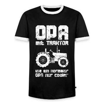 Opa mit Traktor ist der Liebling von Enkeln - Männer Kontrast-T-Shirt - Schwarz/Weiß - Vorne - AI Model Female 172 light (172cm) & AI Model Male 178 light (178cm)