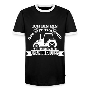 Opa Mit Traktor - Männer Kontrast-T-Shirt - Schwarz/Weiß - Vorne - AI Model Female 172 light (172cm) & AI Model Male 178 light (178cm)