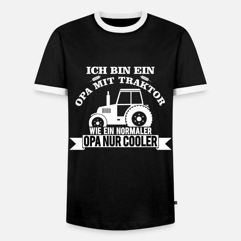 Opa Mit Traktor - Männer Kontrast-T-Shirt - Schwarz/Weiß