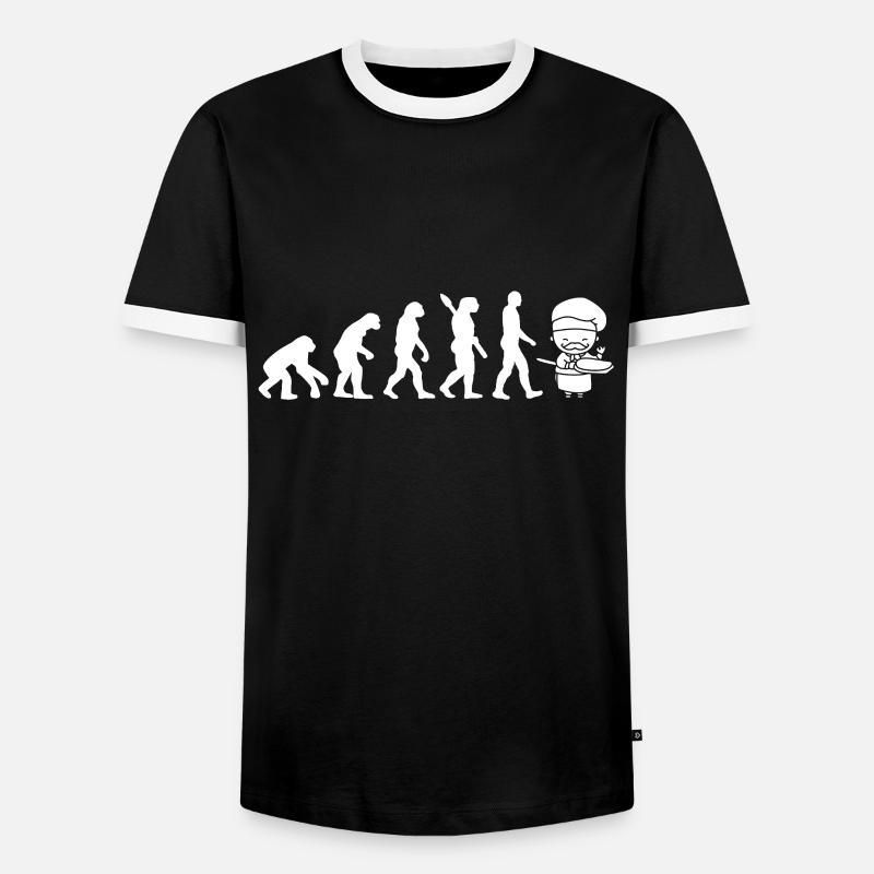 Coole & Lustige Pizzabäcker Evolution - Männer Kontrast-T-Shirt - Schwarz/Weiß