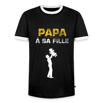 papa à sa fille - T-shirt contrasté Homme - noir/blanc - Devant - AI Model Female 172 light (172cm) & AI Model Male 178 light (178cm)