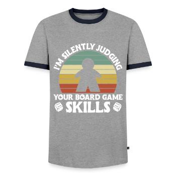 Brettspiel Nerd Geschenke Board Games - Männer Kontrast-T-Shirt - Grau/Navy  - Vorne - AI Model Female 172 light (172cm) & AI Model Male 178 light (178cm)