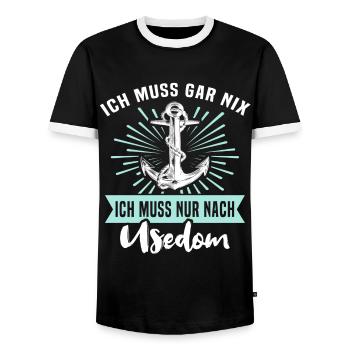 Usedom Souvenir Ostsee Sprüche - Männer Kontrast-T-Shirt - Schwarz/Weiß - Vorne - AI Model Female 172 light (172cm) & AI Model Male 178 light (178cm)