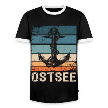 Ostsee Souvenir Ostseeküste - Männer Kontrast-T-Shirt - Schwarz/Weiß - Vorne - AI Model Female 172 light (172cm) & AI Model Male 178 light (178cm)