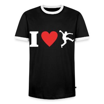 Bosseln Liebe Klootschiessen I Love Boßeln - Männer Kontrast-T-Shirt - Schwarz/Weiß - Vorne - AI Model Female 172 light (172cm) & AI Model Male 178 light (178cm)