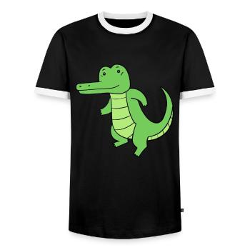 Crocodile - T-shirt contrasté Homme - noir/blanc - Devant - AI Model Female 172 light (172cm) & AI Model Male 178 light (178cm)
