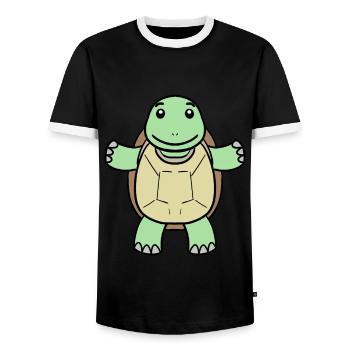 Turtle - Men's Ringer Shirt - black/white - Front - AI Model Female 172 light (172cm) & AI Model Male 178 light (178cm)