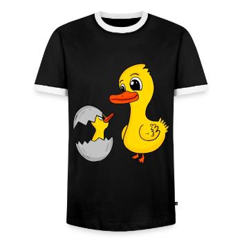 Canard avec bébé canard - T-shirt contrasté Homme - noir/blanc - Devant - AI Model Female 172 light (172cm) & AI Model Male 178 light (178cm)