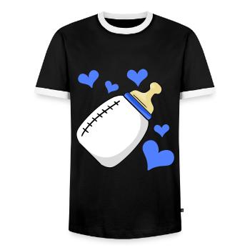 Milk bottle Boy pregnant birth - Men's Ringer Shirt - black/white - Front - AI Model Female 172 light (172cm) & AI Model Male 178 light (178cm)