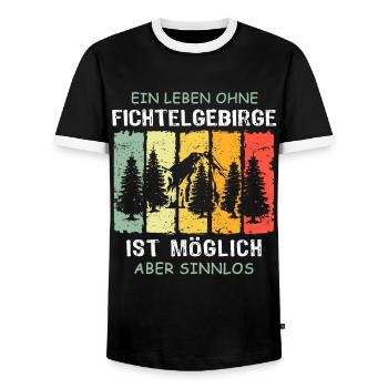 Fichtelgebirge Sprüche Fichtelgebirgler - Männer Kontrast-T-Shirt - Schwarz/Weiß - Vorne - AI Model Female 172 light (172cm) & AI Model Male 178 light (178cm)