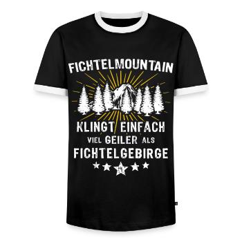 Fichtelgebirge Spruch Fichtelgebirgler - Männer Kontrast-T-Shirt - Schwarz/Weiß - Vorne - AI Model Female 172 light (172cm) & AI Model Male 178 light (178cm)