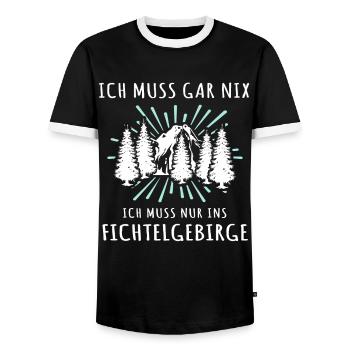 Fichtelgebirge Spruch Fichtelgebirgler - Männer Kontrast-T-Shirt - Schwarz/Weiß - Vorne - AI Model Female 172 light (172cm) & AI Model Male 178 light (178cm)