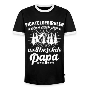 Fichtelgebirge Papa Fichtelgebirgler Papas - Männer Kontrast-T-Shirt - Schwarz/Weiß - Vorne - AI Model Female 172 light (172cm) & AI Model Male 178 light (178cm)