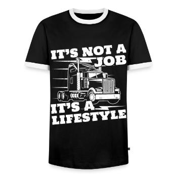 Truck Driver Trucker & Lorry Gifts - Men's Ringer Shirt - black/white - Front - AI Model Female 172 light (172cm) & AI Model Male 178 light (178cm)