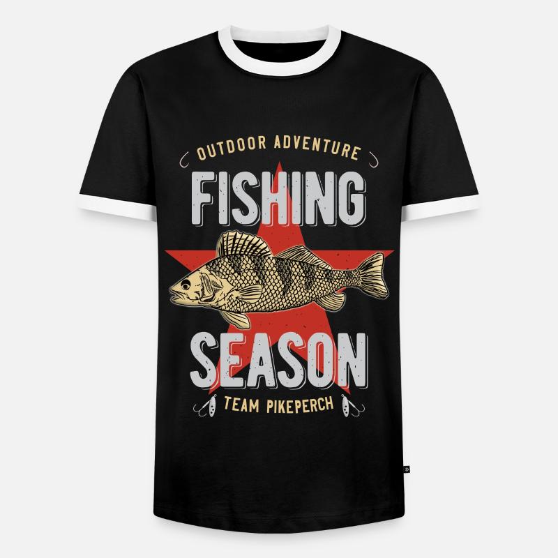 Zander Pikeperch - Männer Kontrast-T-Shirt - Schwarz/Weiß