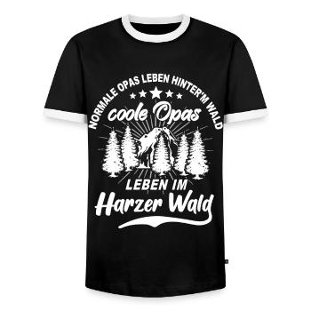Harzer Opa Harz Grossvater - Männer Kontrast-T-Shirt - Schwarz/Weiß - Vorne - AI Model Female 172 light (172cm) & AI Model Male 178 light (178cm)