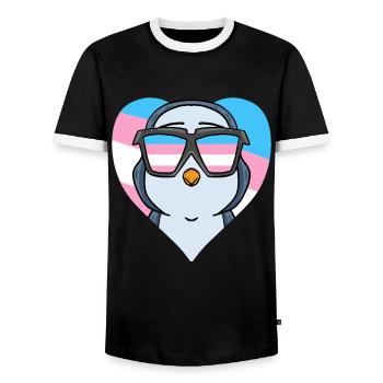 Transgender Transsexuell Pinguin Geschenk - Männer Kontrast-T-Shirt - Schwarz/Weiß - Vorne - AI Model Female 172 light (172cm) & AI Model Male 178 light (178cm)