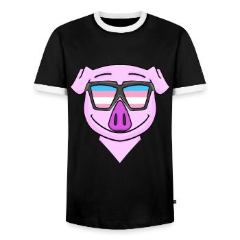 Transgender Transsexuell Schwein Geschenk - Männer Kontrast-T-Shirt - Schwarz/Weiß - Vorne - AI Model Female 172 light (172cm) & AI Model Male 178 light (178cm)