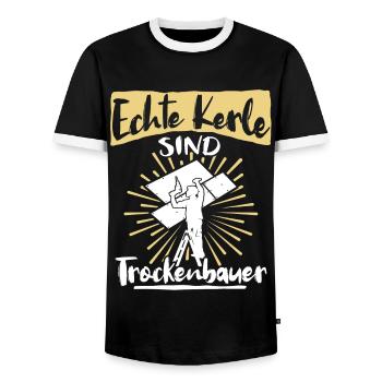 Trockenbauer Trockenbaumonteur Trockenbau - Männer Kontrast-T-Shirt - Schwarz/Weiß - Vorne - AI Model Female 172 light (172cm) & AI Model Male 178 light (178cm)