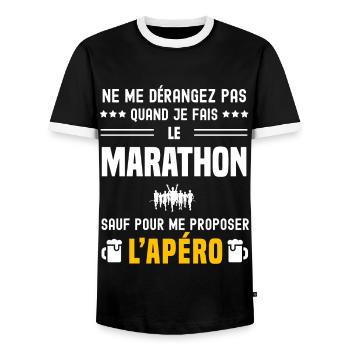 marathon ne dérangez pas sauf apéro - T-shirt contrasté Homme - noir/blanc - Devant - AI Model Female 172 light (172cm) & AI Model Male 178 light (178cm)