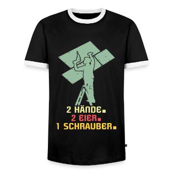 Trockenbauer Trockenbau Trockenbaumonteur - Männer Kontrast-T-Shirt - Schwarz/Weiß - Vorne - AI Model Female 172 light (172cm) & AI Model Male 178 light (178cm)