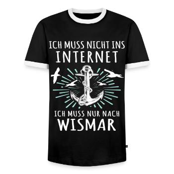Wismar Sprüche Ostsee Wismarer - Männer Kontrast-T-Shirt - Schwarz/Weiß - Vorne - AI Model Female 172 light (172cm) & AI Model Male 178 light (178cm)