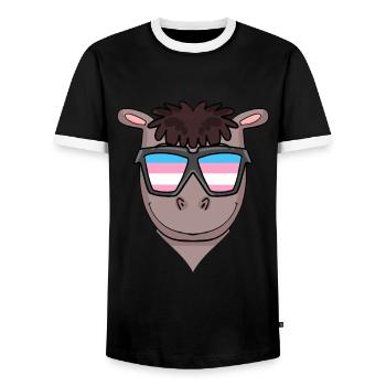 Transgender Transsexuell Pferd Geschenk - Männer Kontrast-T-Shirt - Schwarz/Weiß - Vorne - AI Model Female 172 light (172cm) & AI Model Male 178 light (178cm)